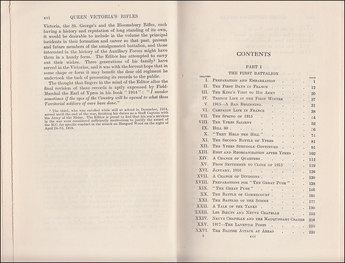 Keeson The HISTORY & RECORDS of QUEEN VICTORIA'S RIFLES 1792-1922 Ypres Somme &c