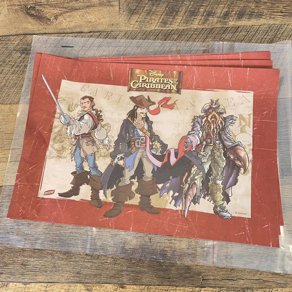 Juego de 20 manteles individuales de papel Dixie vintage de fiesta de Piratas del Caribe de Disney Foto 2 de 4