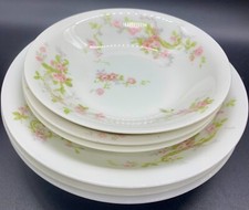 ANTIQUE LIMOGES SMALL MEDIUM BOWL PINK ROSE FLOWER GARLAND SET 6