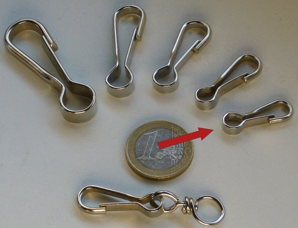 25 Karabinerhaken Simplexhaken Eisen vernickelt 25 mm - Bild 1 von 1