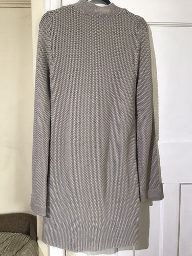 Boden Cardigan Grey Beige 100% Cotton Long Chunky Knit Big Buttons Pockets UK 10 - Picture 4 of 6