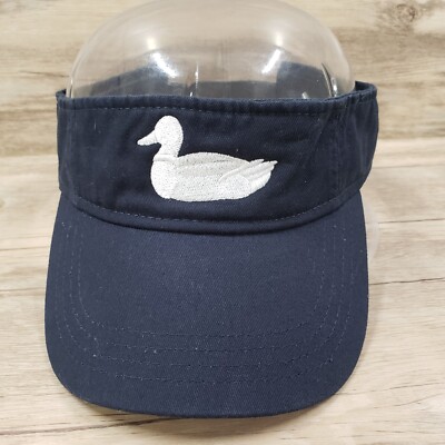 White Duck Logo Visor Cap Hat Strap Back Blue Cotton Adjustable | eBay