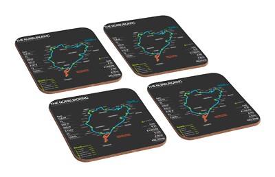 N�rburgring Nürburgring Nordschleife Rennbahn - 4-teiliges Holzuntersetzer Set