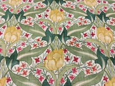 GP & J Baker Floral Print Fabric- Tulip & Jasmine / Red Green 5.75 yds BP10994.1