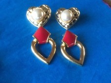 Pre-Owned Heart Shape Earrings For Pierced Ears Lot Of 2 Pairs