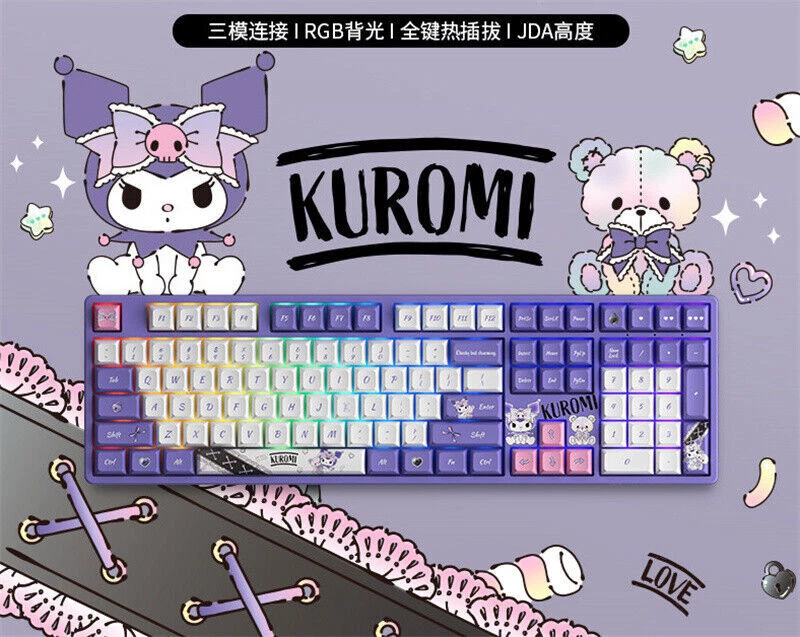 Akko Kuromi Theme Mechanical keyboard Wireless Bluetooth USB RGB Keyboard 108PCS - Image 2 of 4