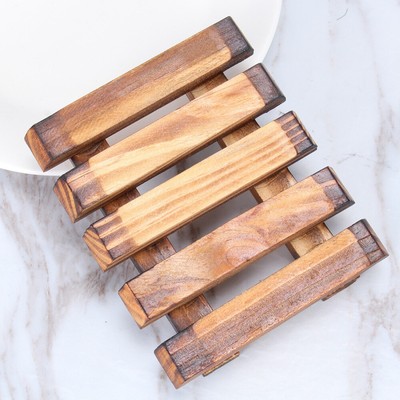 Carbonized Vintage Soap Holder Pure Handmade Soap Rack Classic Wooden Soap Dish