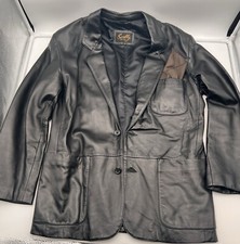 Vintage Men's Scully Leather Western Blazer 2-Button Jacket Black Size 42 NICE