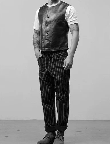 Mens Retro Waistcoat Vest Waxed Horsehide Horse Leather American Vintage Style - Picture 9 of 27