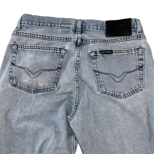 Harley Davidson Brand Denim Jeans Distressed Trashed Mens 34X32 FAST shipping!