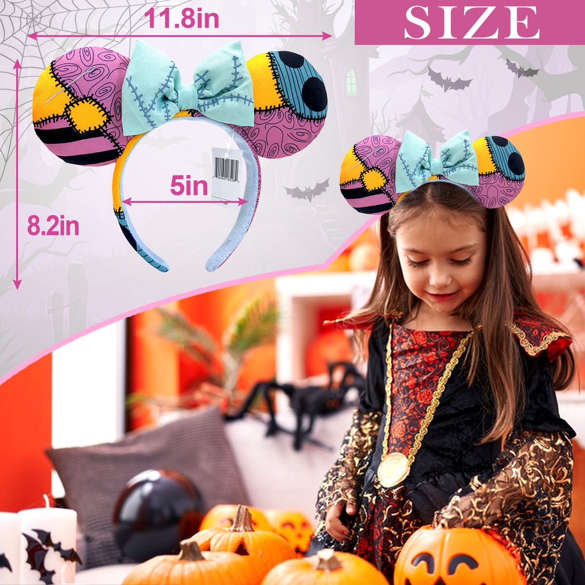 Halloween Pumpkin and Skull Headband Set - Set of 9 Plush Minnje Ears Headbands Update 7:30 AM - It appears the ears are sold out. The Cutie  main image 2