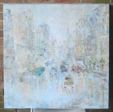 Fantastic Mid Century Abstract Impressionist City Street Scene UNSIGNED!!!!