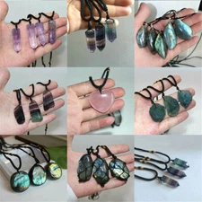 Pendulum Quartz Stone Pendant Chakra Healing Natural Crystal Gemstone Necklace