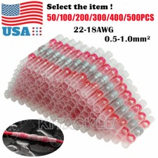 50/500Pcs Solder Seal Sleeve 22-18AWG Heat Shrink Wire Connectors Butt Terminals