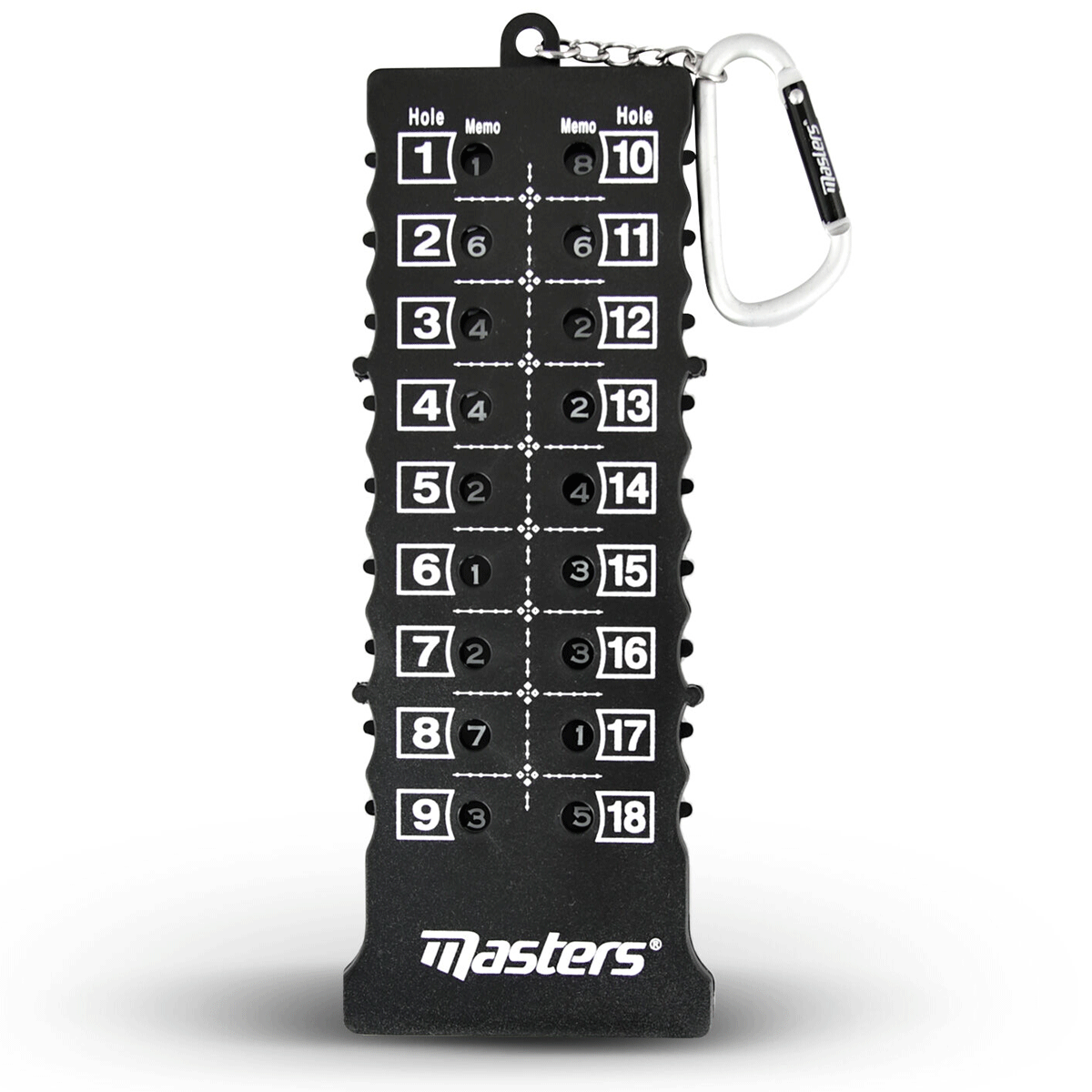 MASTERS GOLF SCORECARD COUNTER / 18 HOLE SCORE COUNTER +CARABINER BAG BELT CLIP