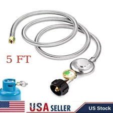 5 FT with Gauge Propane Regulator Hose BBQ Grill Low Pressure for Gas Pit, Stove