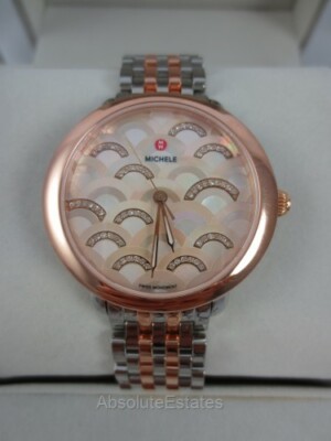 USED Michele Serein Mid Rose Gold Two Tone Diamond Watch MW21B00L4978 NIB Michele Serein Mid Women main image 3