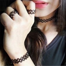 Fashion Tattoo Choker  Necklace Bracelet Ring Anklet Retro Henna  UK Seller