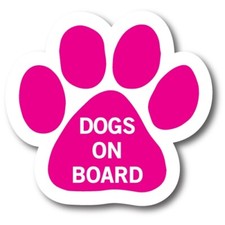 Dogs on Board Pink Pawprint Car Magnet By Magnet Me Up 5" Paw Print Auto Truck