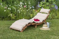 Merxx Gartenliege Liege Ipanema Inkl. Wendekissen GrüN/Beige Fsc Eukalyptusholz
