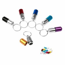 Mini Waterproof Metal Medicine Pill Box Case Bottle Holder Container Keychain
