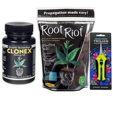 Clonex Rooting Gel 100ml  Root Riot Plugs 50 Pack  Trimming Scissors Bundle