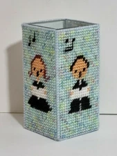 Handmade Cross Stitch Choir Singers Candle Holder Music, Wedding, Christian