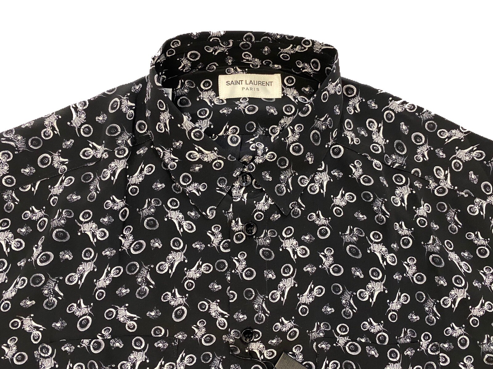 Camicia Saint Laurent in seta nera da $1.000 taglia grande Made in Italy