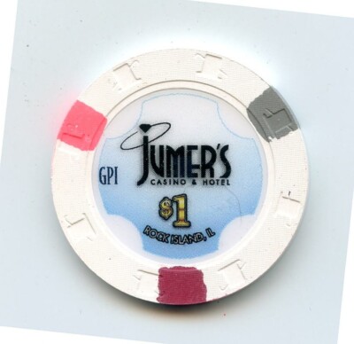1.00 Chip from the Jumers Casino Rock Island Illinois White GPI