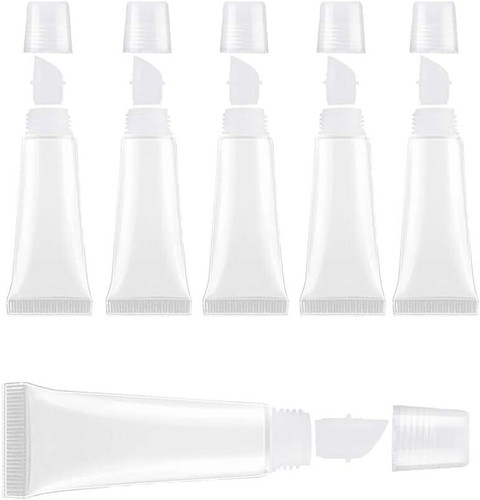 6 PCS Empty Lip Gloss Tubes 8ml Clear Soft Mini Cosmetic Containers Refillable L