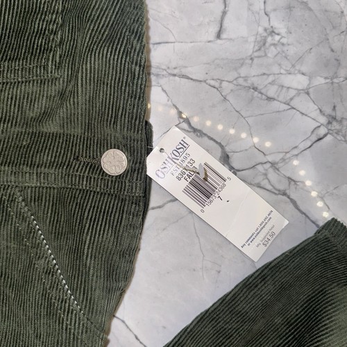 Vintage Oshkosh Size 7 Boys Green Corduroy Overalls NEW - Picture 2 of 3