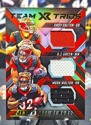 2018 Panini XR Team Trios Materials /99 AJ Green Andy Dalton Mark Walton #TT-CIN