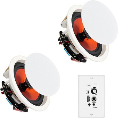 Herdio 8'' Bluetooth Ceiling Speakers 400W with In Wall Amplifier Home Theater