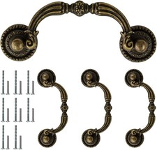 4 Pack Antique Bronze Bail Pull Handles 2.75" Hole Center Drop Drawer Pulls