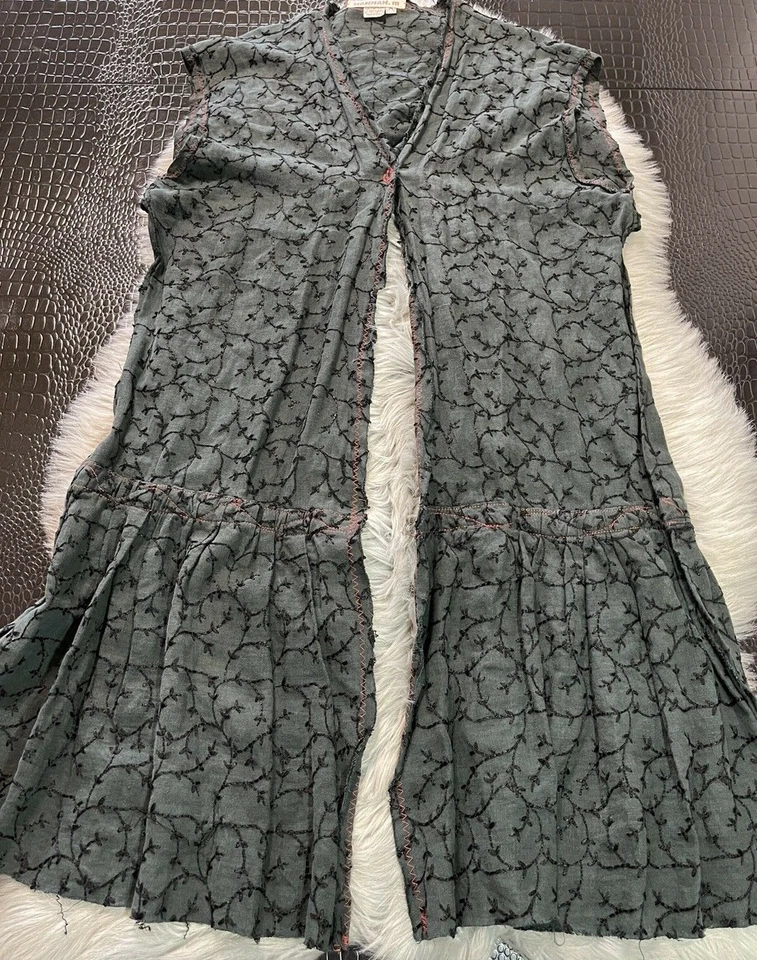 HANNAH. m Embroidered Wrap Jacket One Button Front Closure High Low Linen Medium - Image 3 of 4