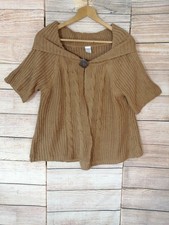 Womens Cardigan Jumper Size XL Brown Cable Knit Long Sleeve Sweater Collared