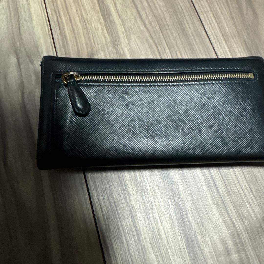 PRADA Saffiano Leather Long Wallet Black and Pink Interior 7.5 x 3.5 x 1.0"Italy thumbnail 20
