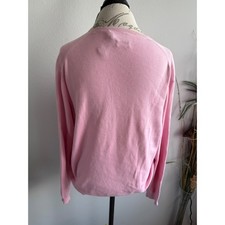 Vintage Polo Ralph Lauren Mens Pink Pima Cotton V-Neck Sweater Large Blue Pony