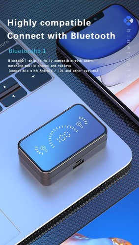 `Mirror BT 5.2 Słuchawki bezprzewodowe ze stereofonicznymi słuchawkami sportowymi LED Waterdic - Zdjęcie 8 z 20