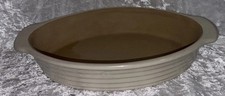 Pampered Chef Family Heritage Stoneware Dish Oval Au Gratin Ivory Made in USA