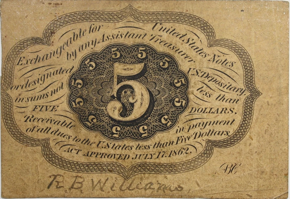 1862 5 Cents Fractional Currency VF/XF+ Circulated Details P201 - Image 2 of 2