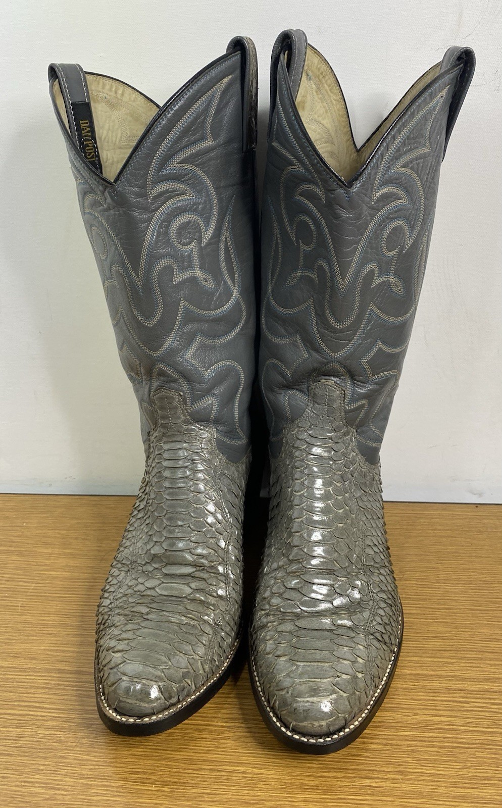 VTG Dan Post Gray Python Snakeskin Western Boots … - image 3
