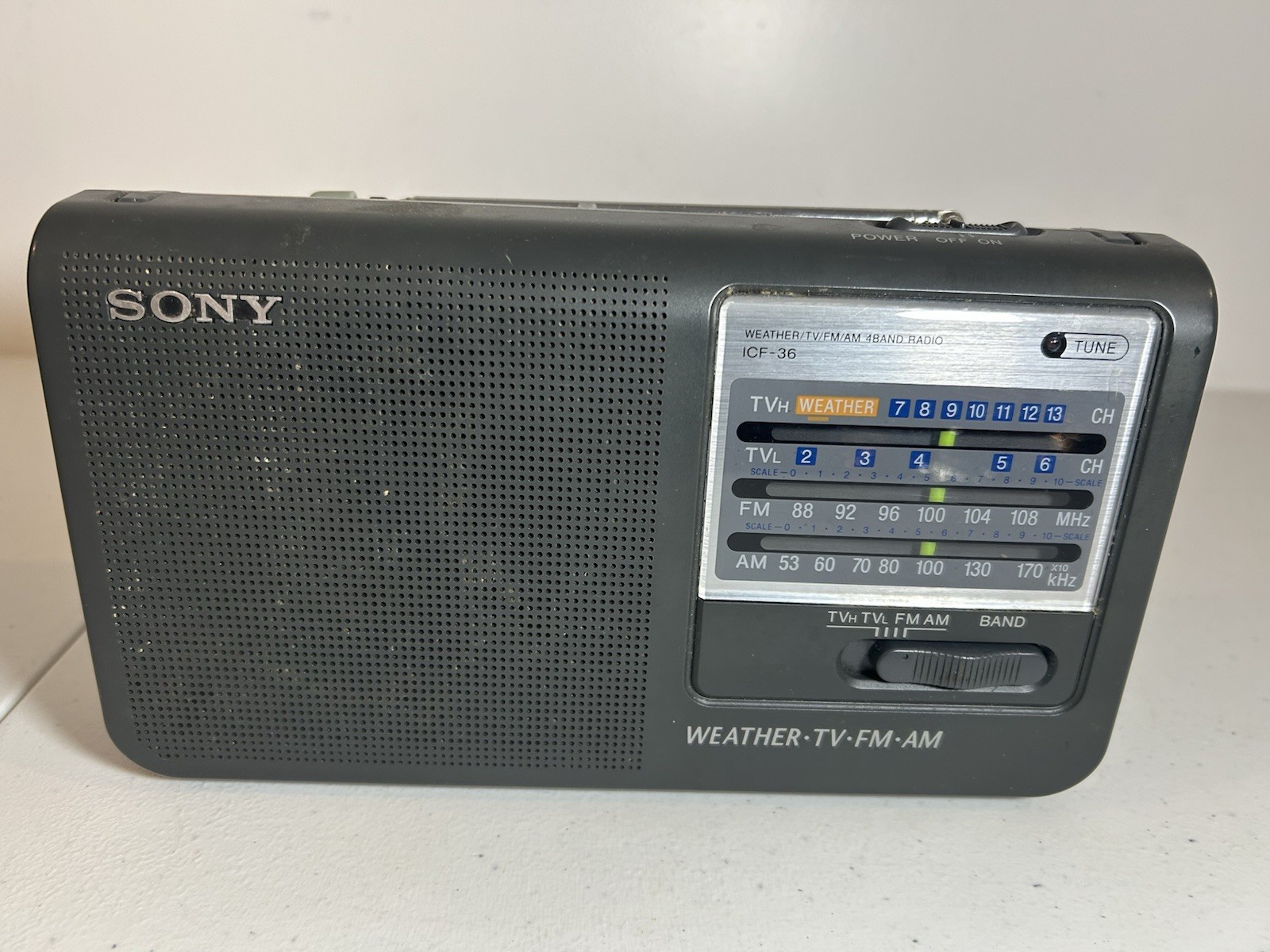 Sony ICF-36 Portable 4-Band Radio Weather/TV/FM/AM Tested Wo