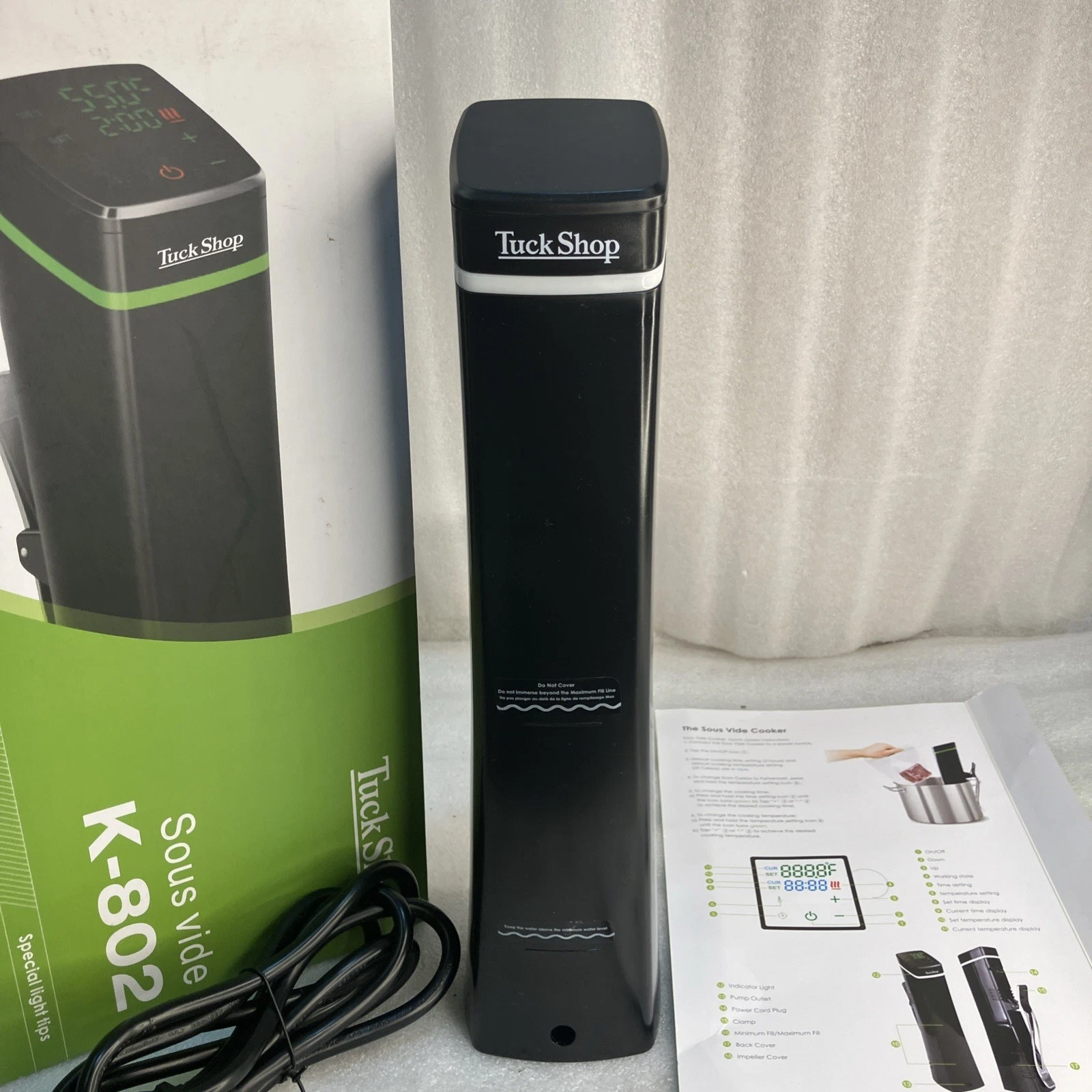 Tuck Shop K-802 Sous Vide Immersion Cooker 1100 Watts Digital Display Light Tips