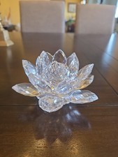 Swarovski Crystal Large Water Lily Candle Holder ReTired Circa 1979-1989