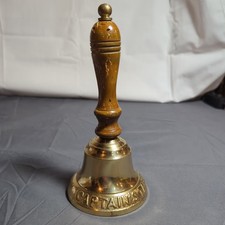 Captain's Bell Brass with Wooden Handle Nautical Ship Collectible