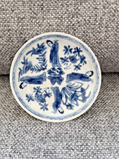 A Chinese Blue and White 'Ladies and Flowers' Saucer, Kangxi Period