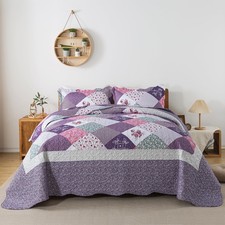 HoneiLife Quilt Sets King Size - 3 Pieces Microfiber Quilt Set Lightweight Be...
