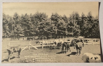 Postcards - Northwoods Dude Ranch Card The Corral Lake Luzerne NY
