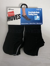 Mens Hanes Moves No Show Socks 6 Pairs Shoe Sz 6-12